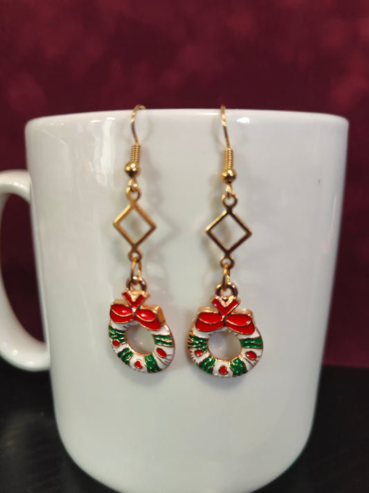 Christmas Holiday Wreath Earrings