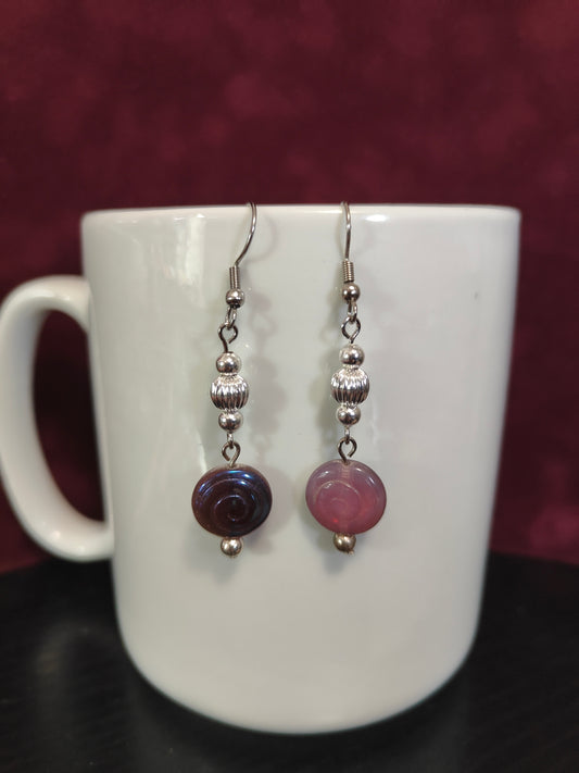 Blue and Pink Silver Earrings