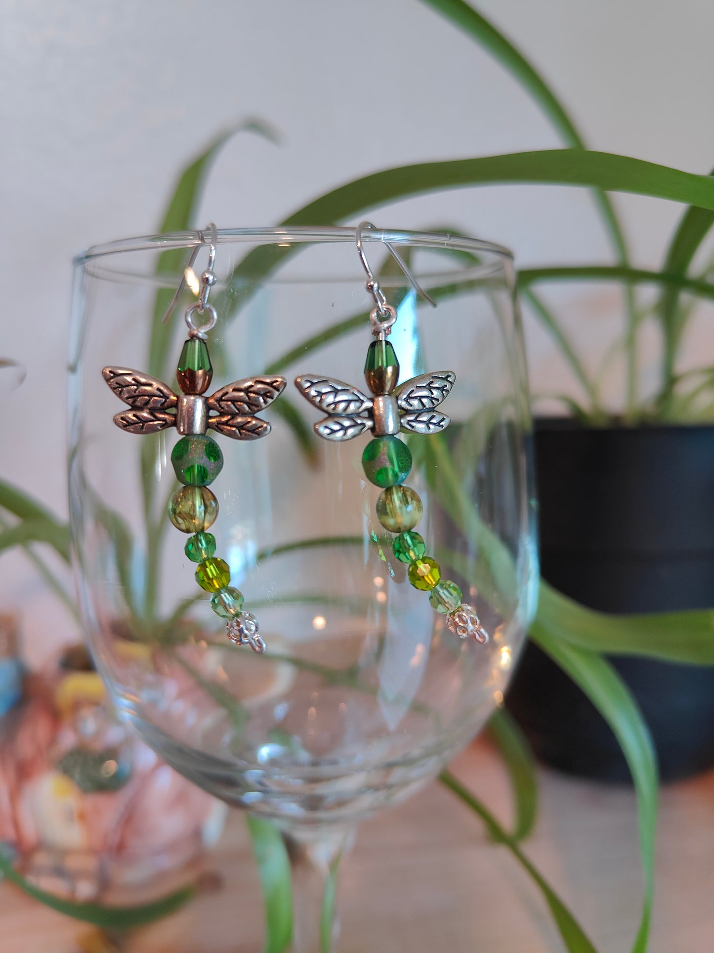 Green Dragonfly Earrings