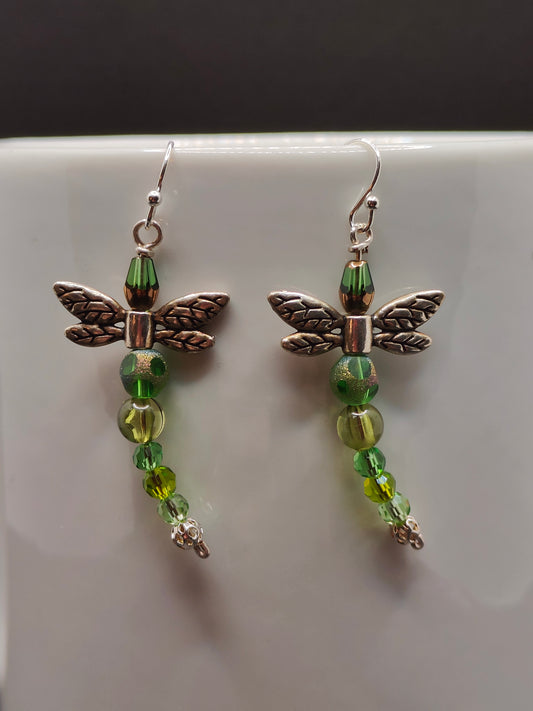 Green Dragonfly Earrings