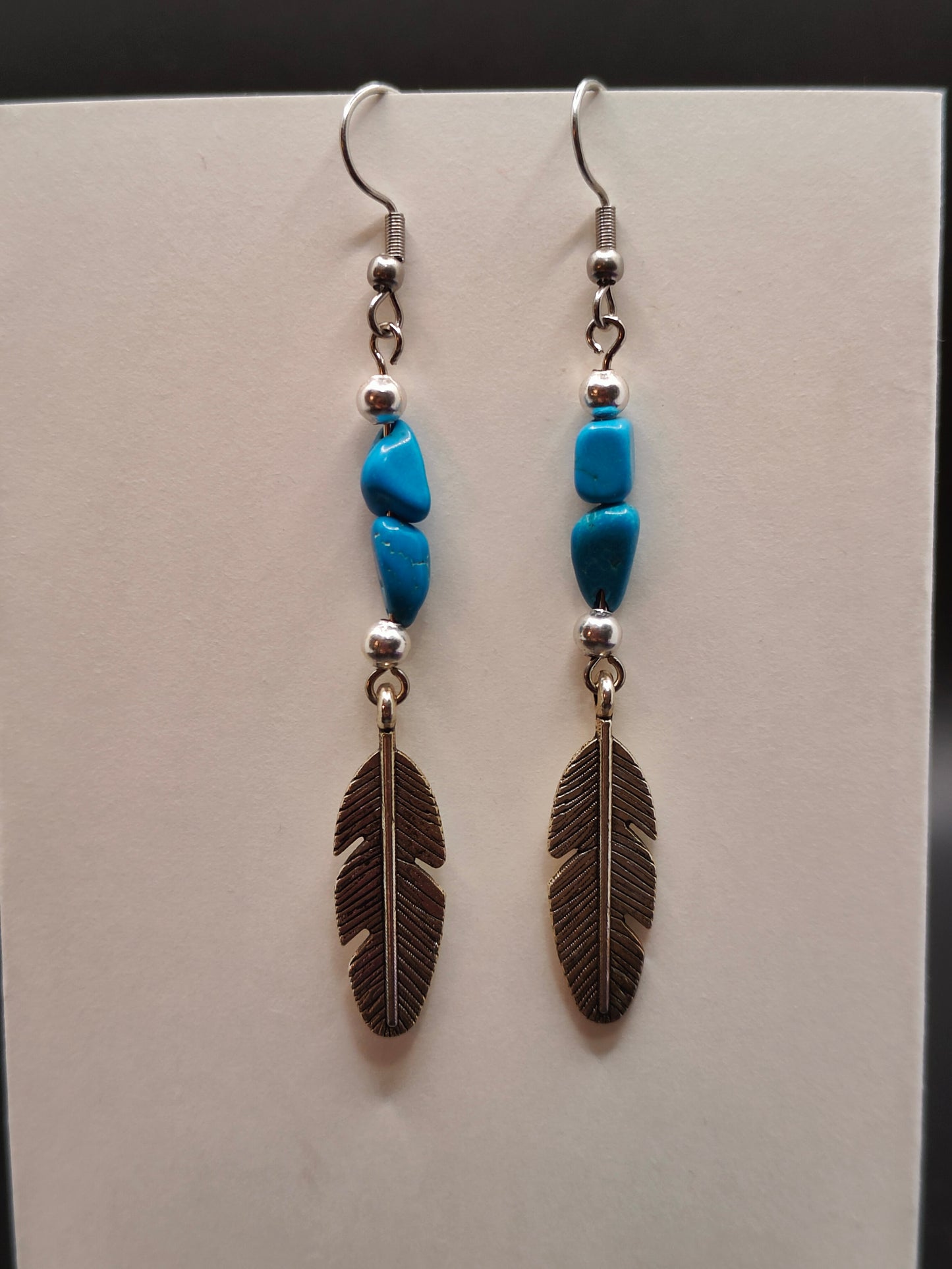 Turquoise Feather Earrings