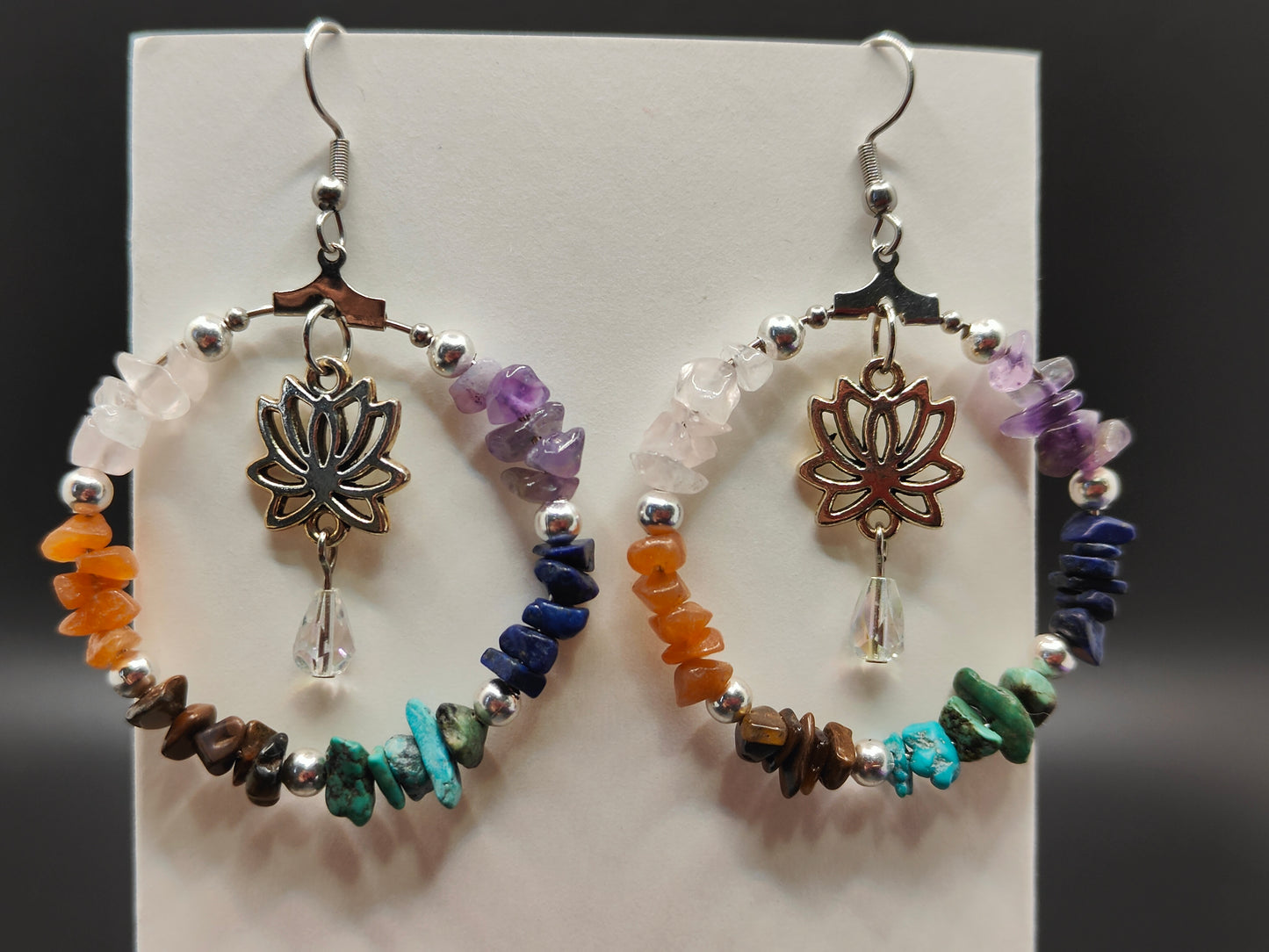 Lotus Flower Chakra Circle Earrings