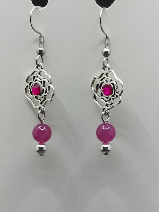 Pink Rose Earrings