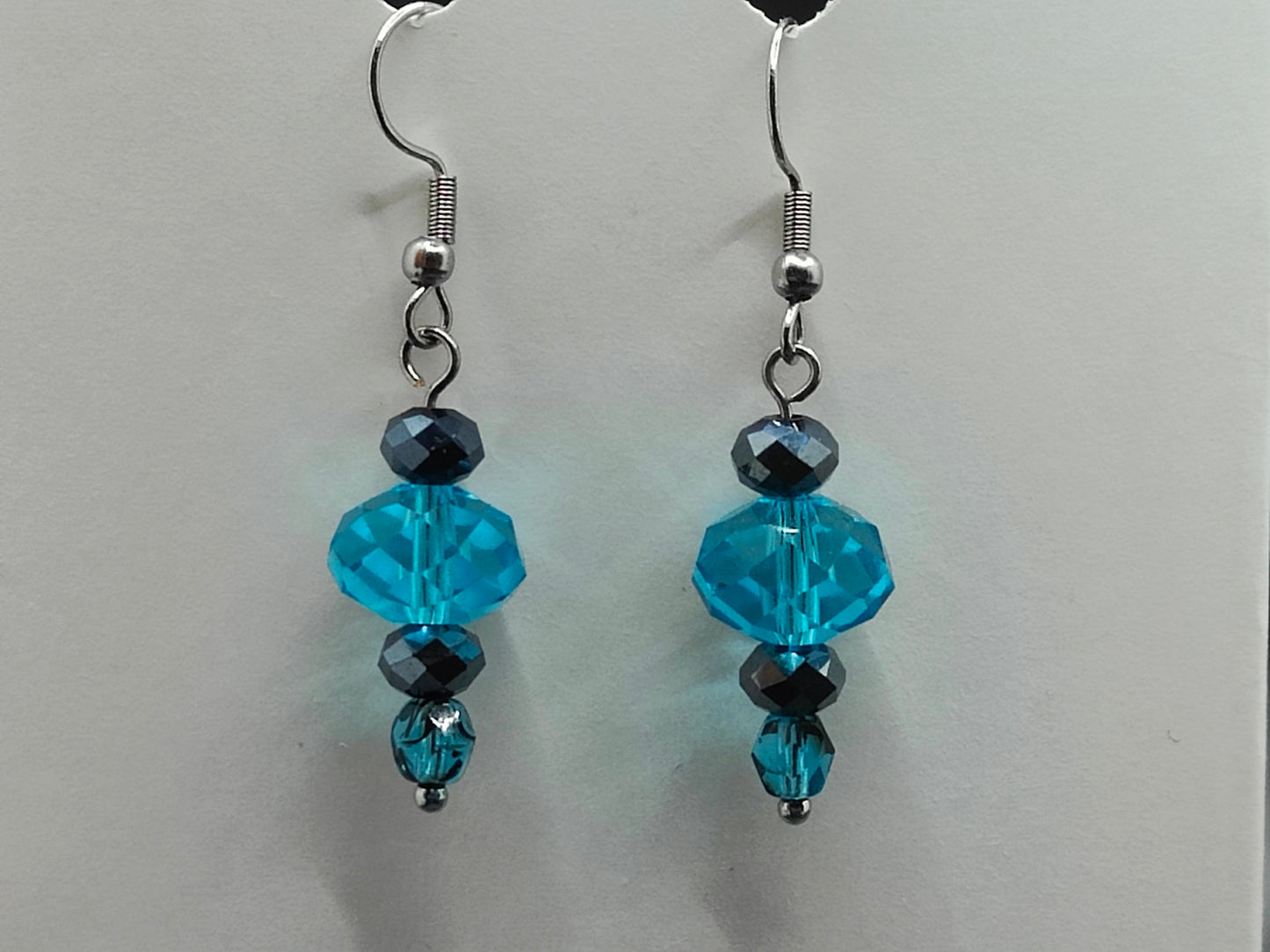 Light Blue and Black Crystal Earrings