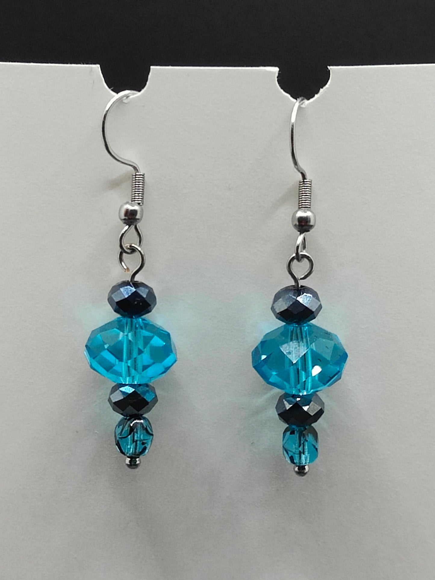 Light Blue and Black Crystal Earrings