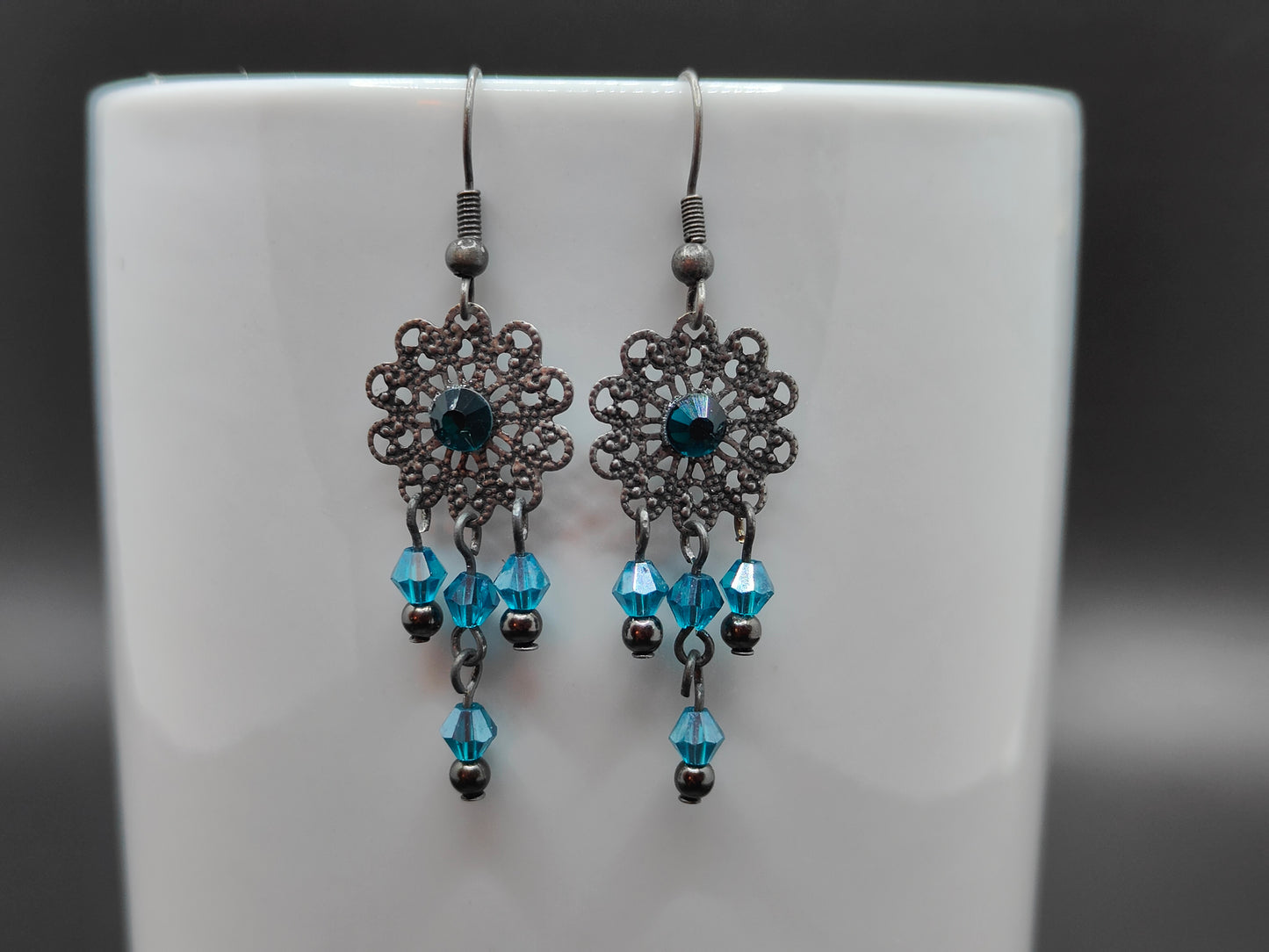 Teal Chandelier Earrings