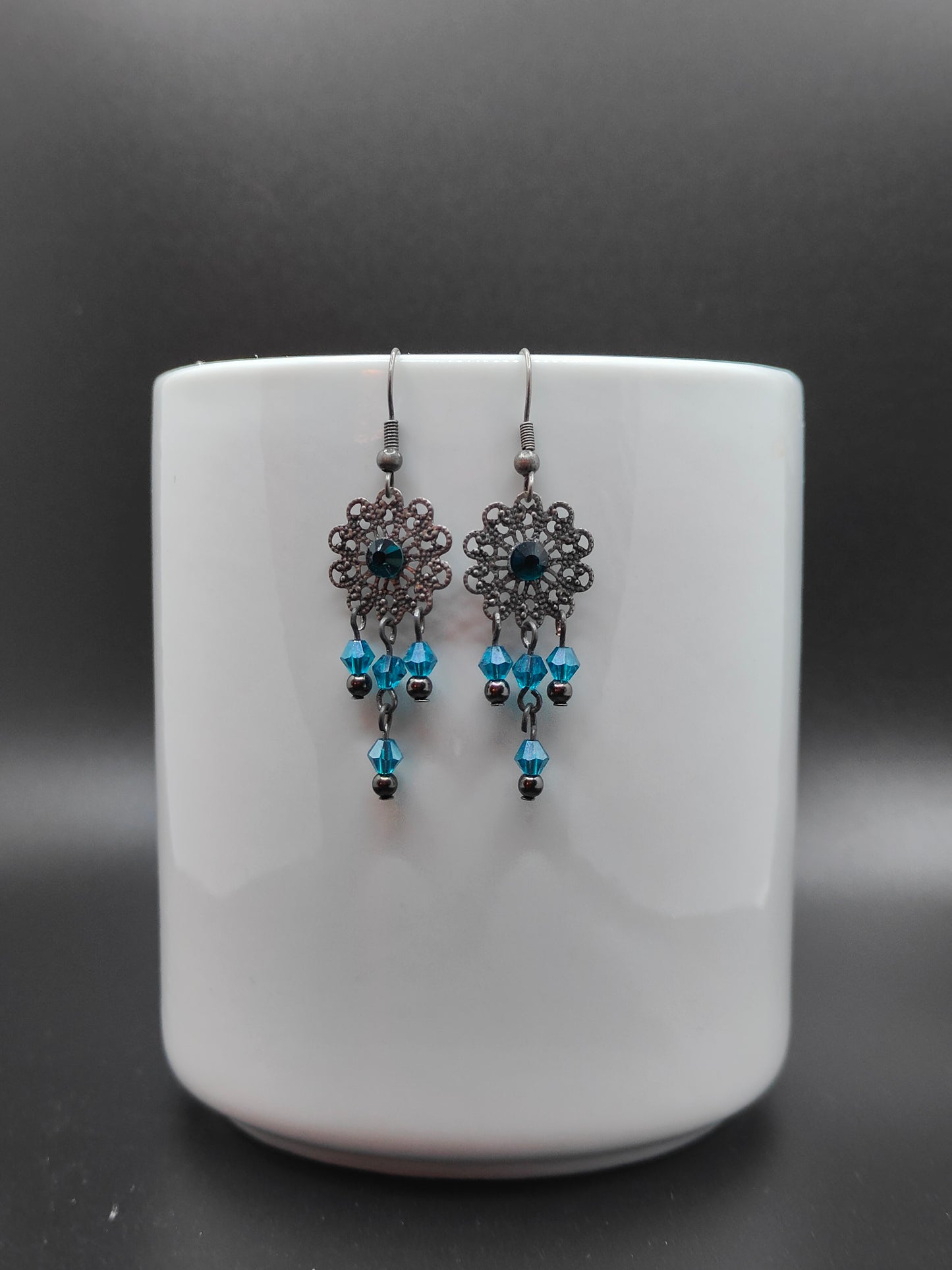 Teal Chandelier Earrings