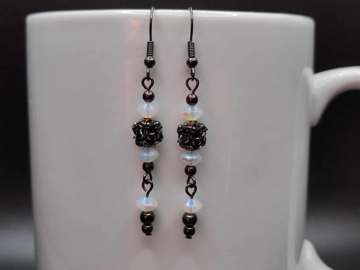 Black and Pearl Colored Earrings